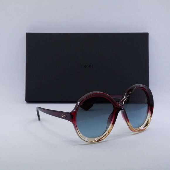 Dior DIORBIANCA 0T5 I7 Round Sunglasses - Burgundy Gradient/Grey - Picture 8 of 10